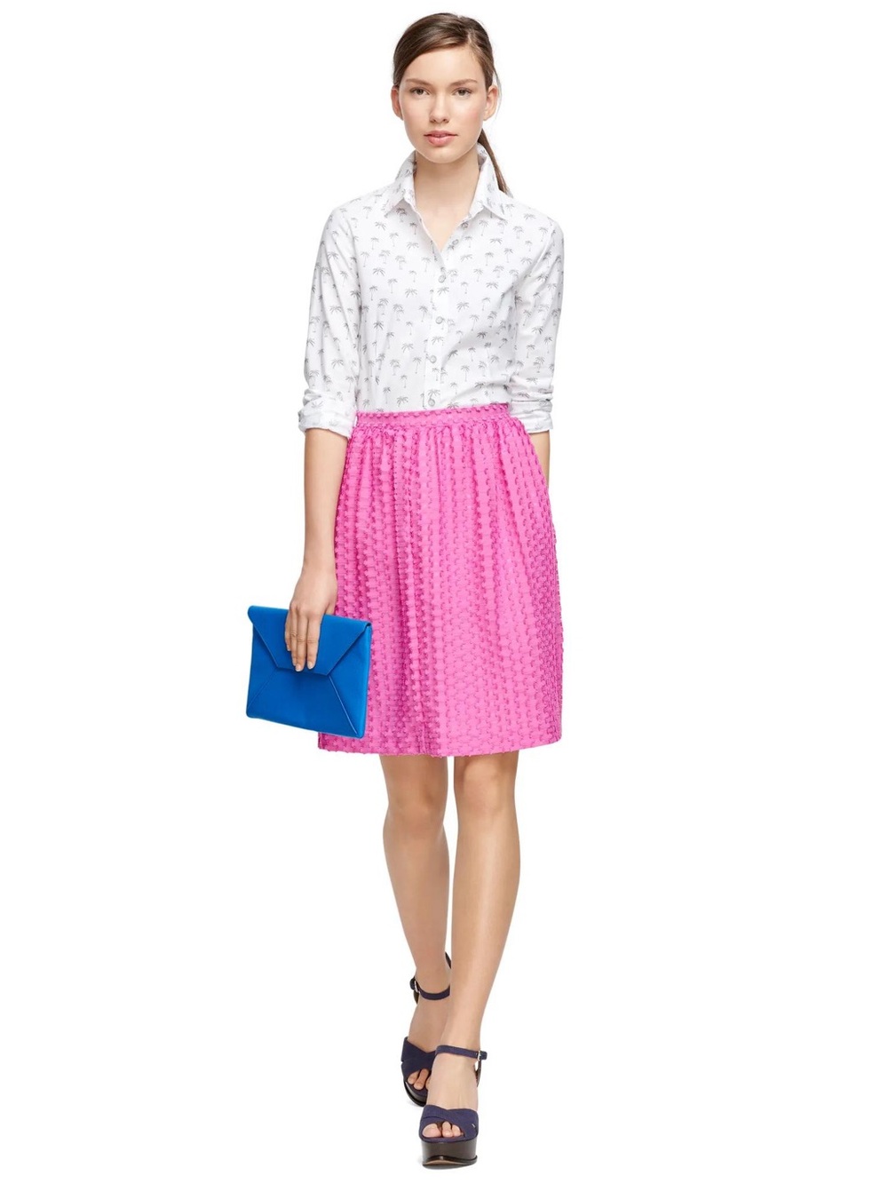 Brooks Brothers Textured Cotton Pink Skirt Pink Line Skirt Women's size 8